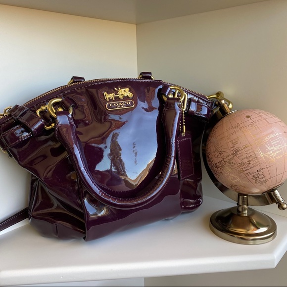 Coach Handbags - Coach Madison Lindsay Patent Leather Plum Satchel